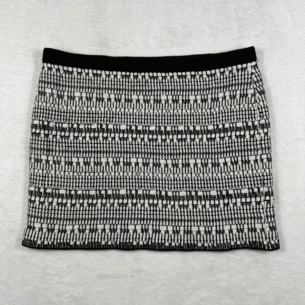 Helmut Lang Black White Textured Knit Linen Blend Mini Skirt E07HW715 Medium